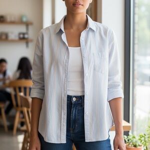 Grayson The Hero Striped Lightweight Button‎ Up Top S